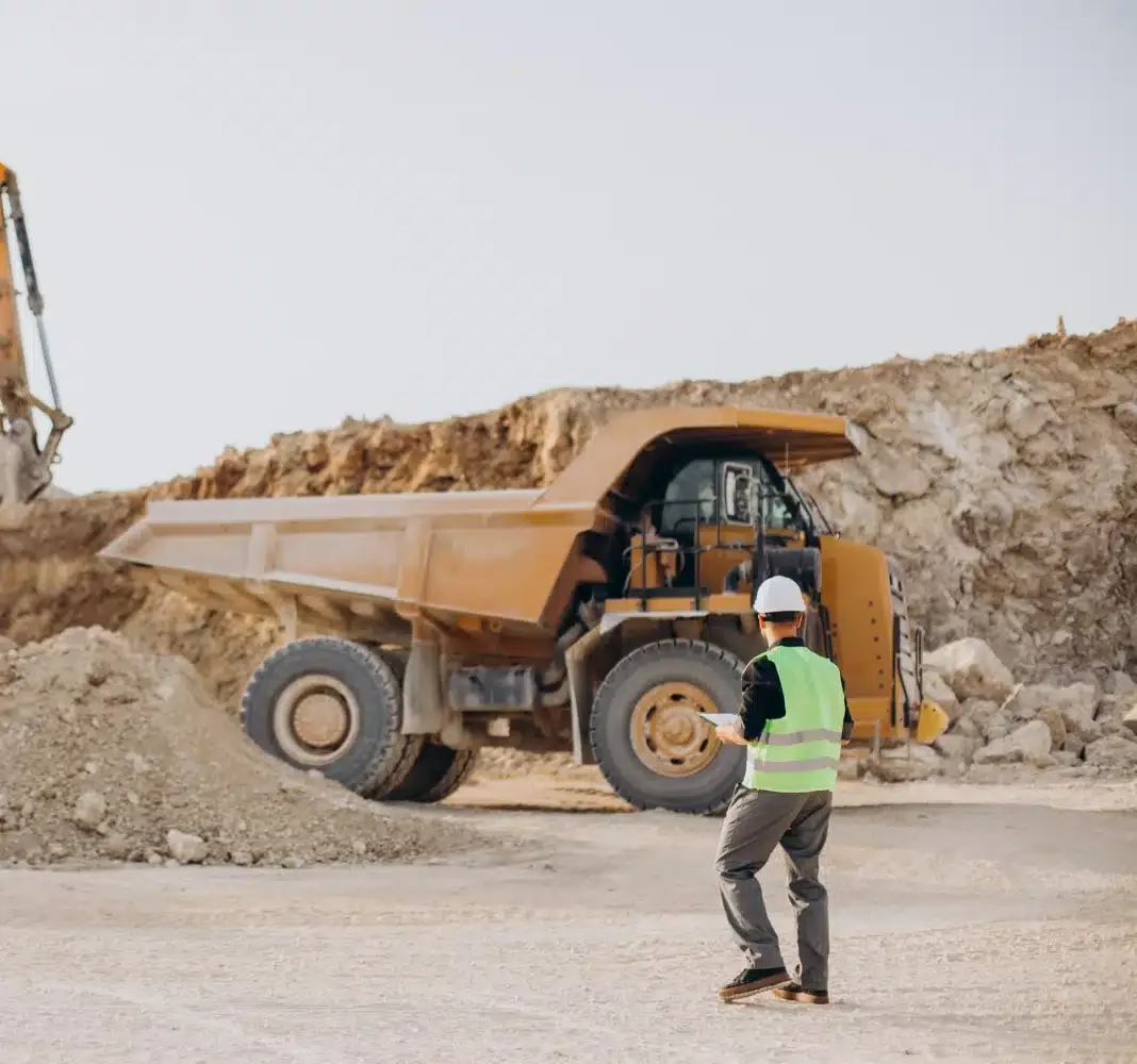 Construction site with heavy machinery